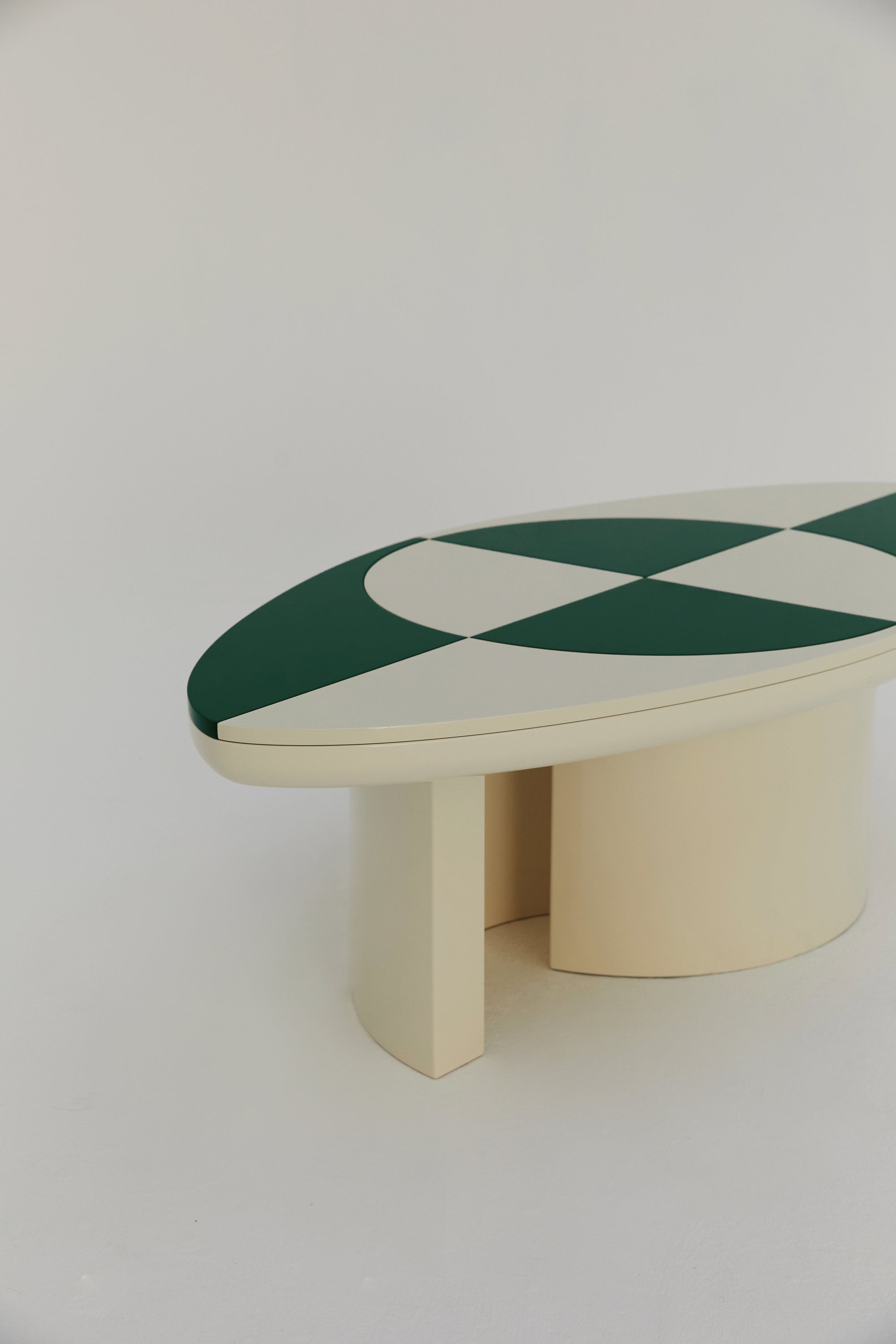 Green lacquered centre tables